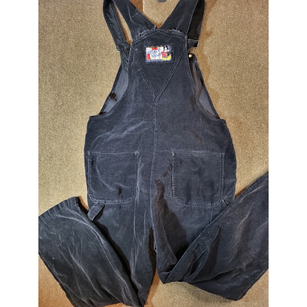 Vintage Mickey Unlimited Size Large Black Velvet Overalls Read Flaw - Picture 4 of 7